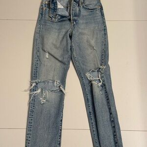 Levi's Light Blue Distressed Cropped Jeans
